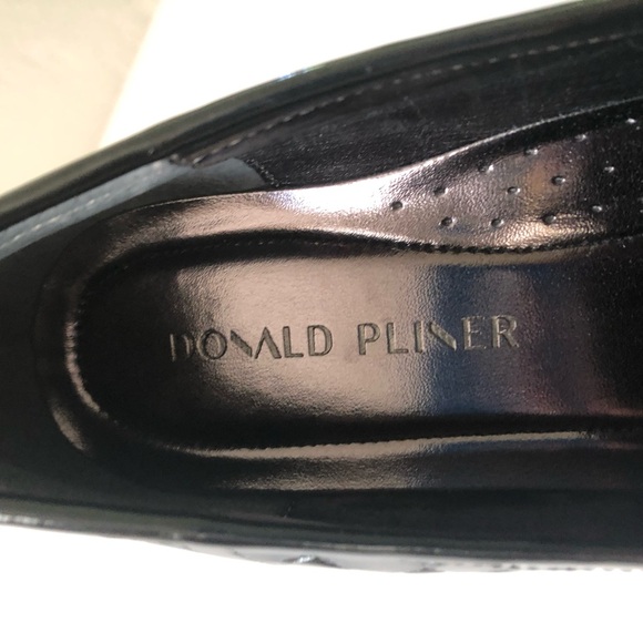 Donald Pliner Hope Loafers Black Patent Leather Croc Embossed Platform Size 8 - Picture 8 of 10